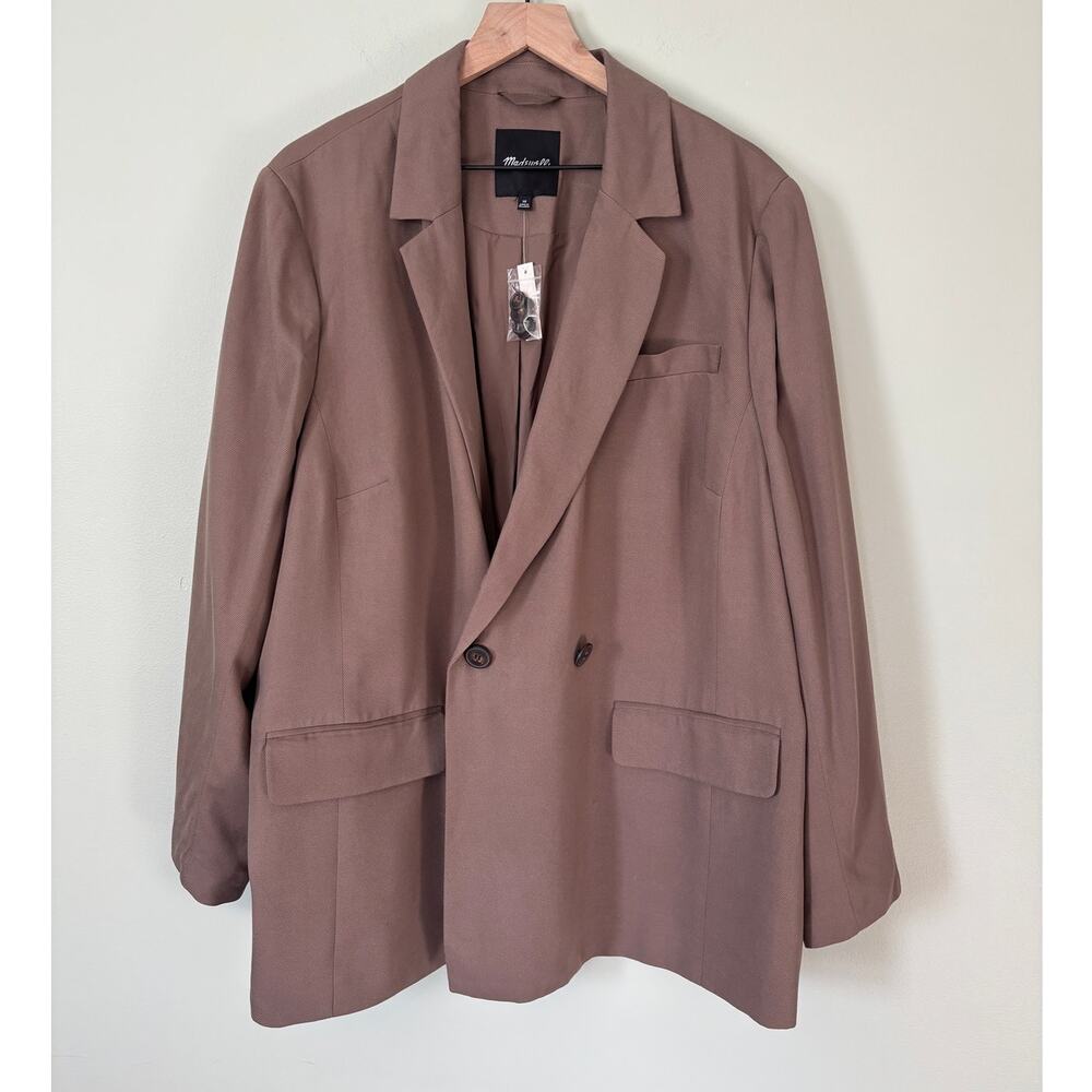 Madewell Drapeweave Caldwell Tan Blazer Jacket 3x - Picture 2 of 7